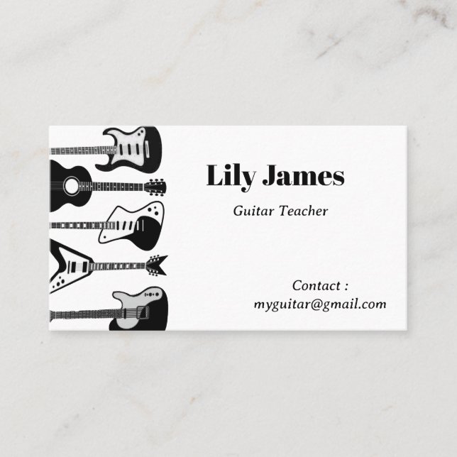 Musician Guitar Minimalist Modern Calling Card (Front)