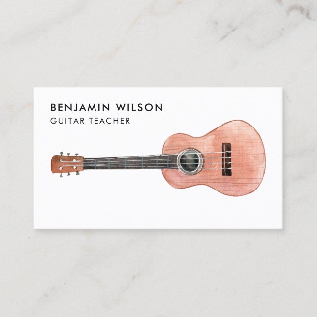 Musician Guitar Teacher Watercolor Business Card (Front)
