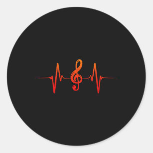 Musician Heartbeat Clef Classic Round Sticker