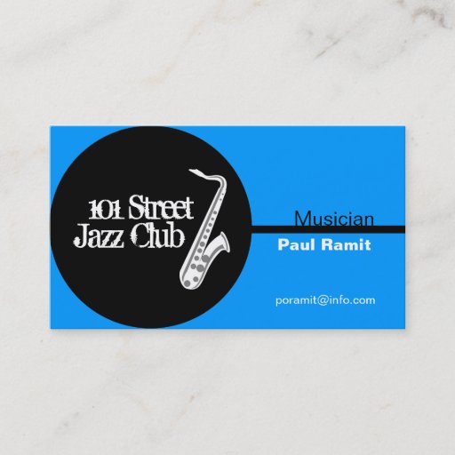 Customizable Musician Jazz Club Business Card