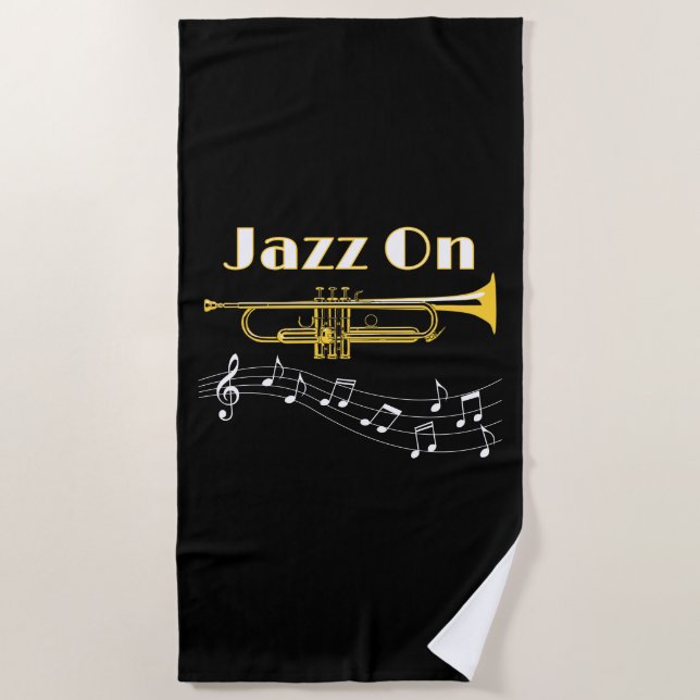 Musician Jazz On Trumpet Player Beach Towel (Front)