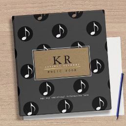 Musician Monogram with Musical Notes Binder