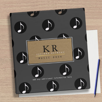 Musician Monogram With Musical Notes Binder by mixedworld at Zazzle