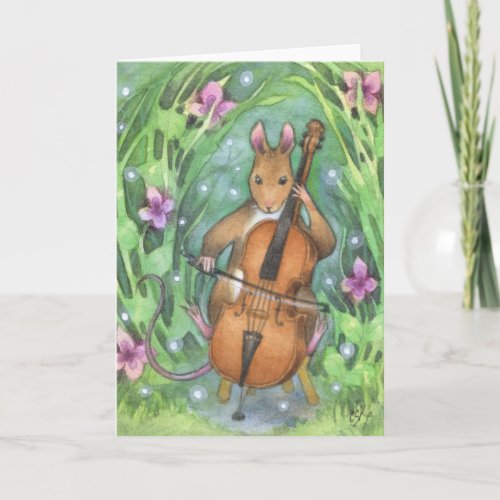 Musician Mouse Cello Cute Illustration Card