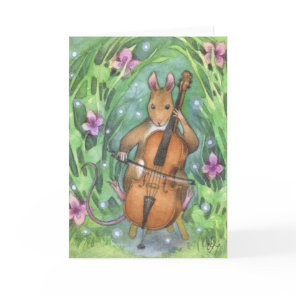 Musician Mouse Cello Cute Illustration Card