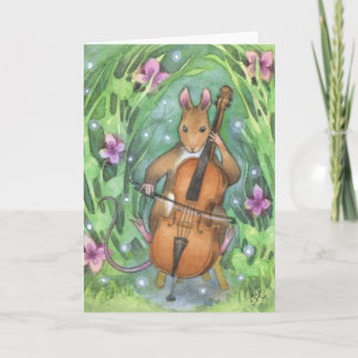 Musician Mouse Cello Cute Illustration Card