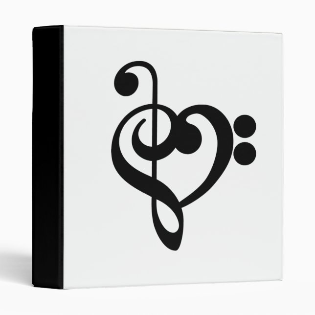 Musician Music Heart - Treble Bass Clef 3 Ring Binder (Front/Spine)