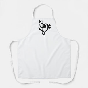 Musician Music Heart - Treble Bass Clef Apron