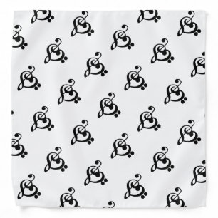 Musician Music Heart - Treble Bass Clef Bandana