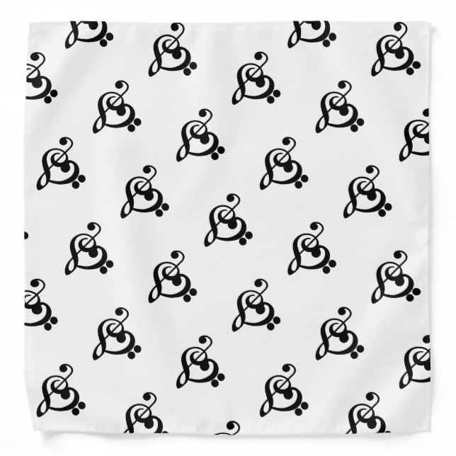 Musician Music Heart - Treble Bass Clef Bandana (Front)