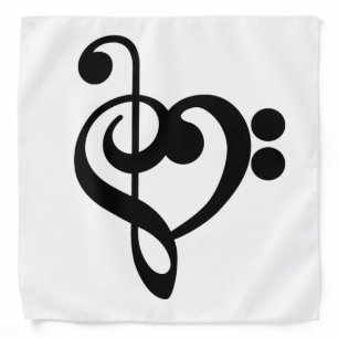 Musician Music Heart - Treble Bass Clef Bandana