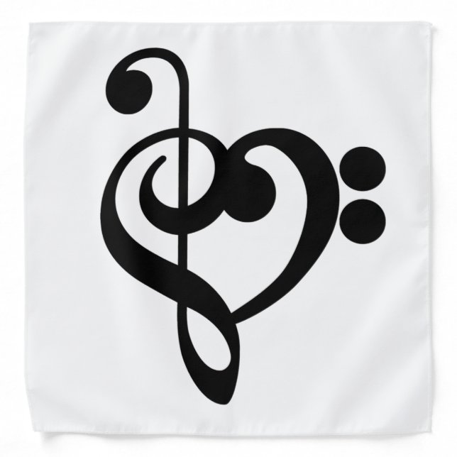 Musician Music Heart - Treble Bass Clef Bandana (Front)