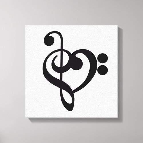 Musician Music Heart _ Treble Bass Clef Canvas Print