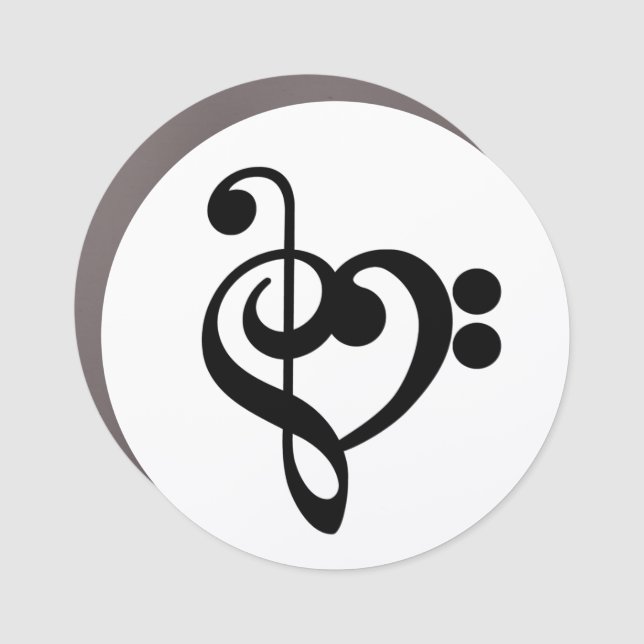 Musician Music Heart - Treble Bass Clef Car Magnet (Front)