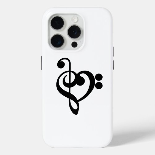 Musician Music Heart _ Treble Bass Clef iPhone 15 Pro Case