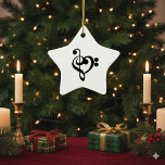 Musician Music Heart - Treble Bass Clef Ceramic Ornament
