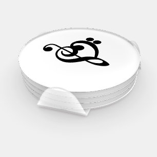 Musician Music Heart - Treble Bass Clef Coaster Set