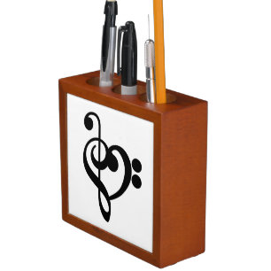 Musician Music Heart - Treble Bass Clef Desk Organizer