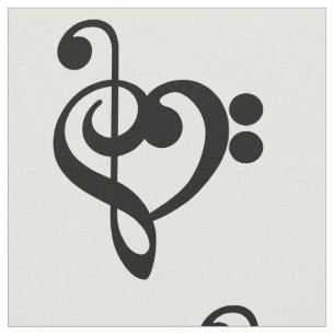 Musician Music Heart - Treble Bass Clef Fabric