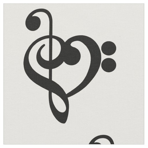 Musician Music Heart - Treble Bass Clef Fabric