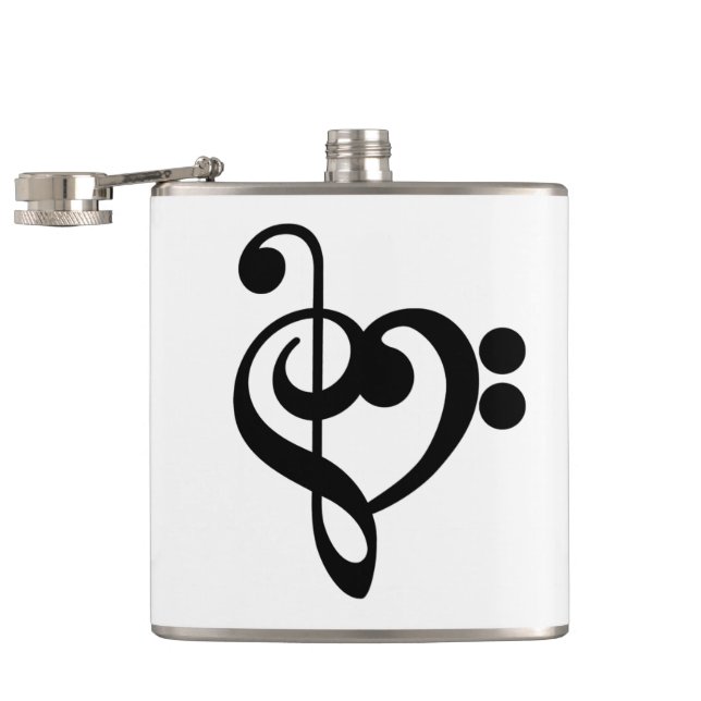 Musician Music Heart - Treble Bass Clef Flask (Opened)