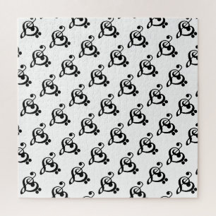 Musician Music Heart - Treble Bass Clef Jigsaw Puzzle