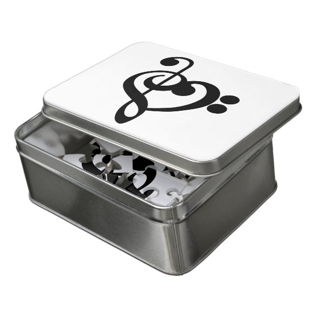 Musician Music Heart - Treble Bass Clef Jigsaw Puzzle (Lid Open)