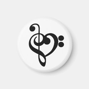 Musician Music Heart - Treble Bass Clef Magnet