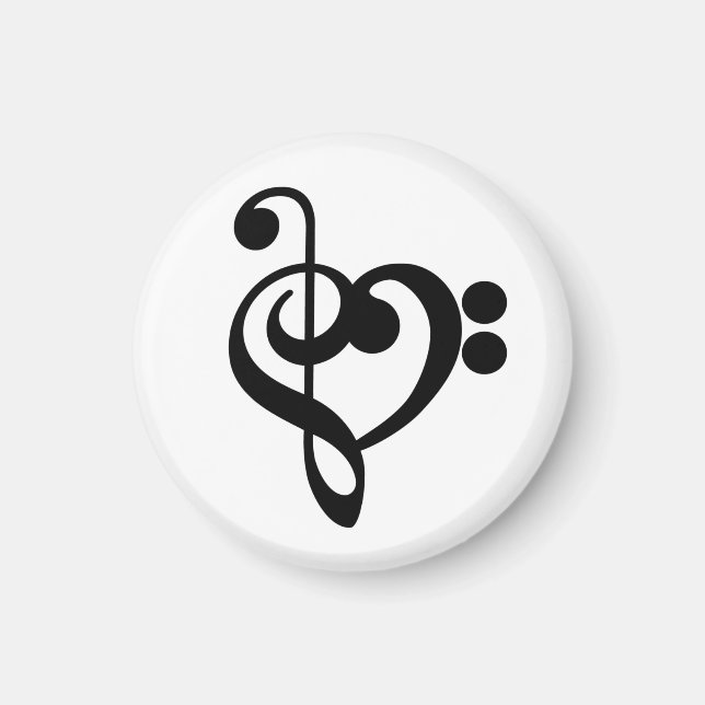 Musician Music Heart - Treble Bass Clef Magnet (Front)
