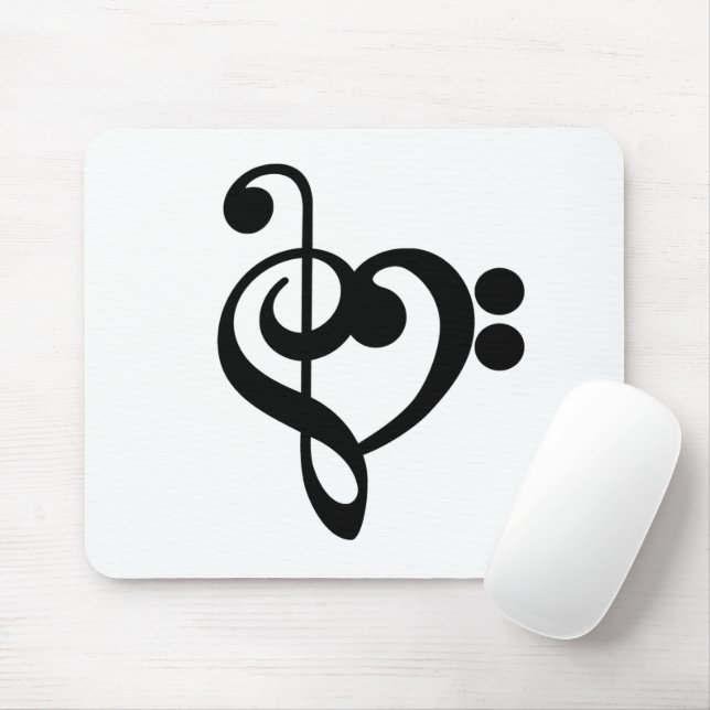 Musician Music Heart - Treble Bass Clef Mouse Pad (With Mouse)