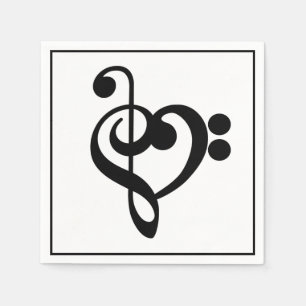 Musician Music Heart - Treble Bass Clef Napkins