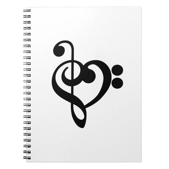 Musician Music Heart - Treble Bass Clef Notebook (Front)
