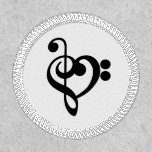 Musician Music Heart - Treble Bass Clef Patch