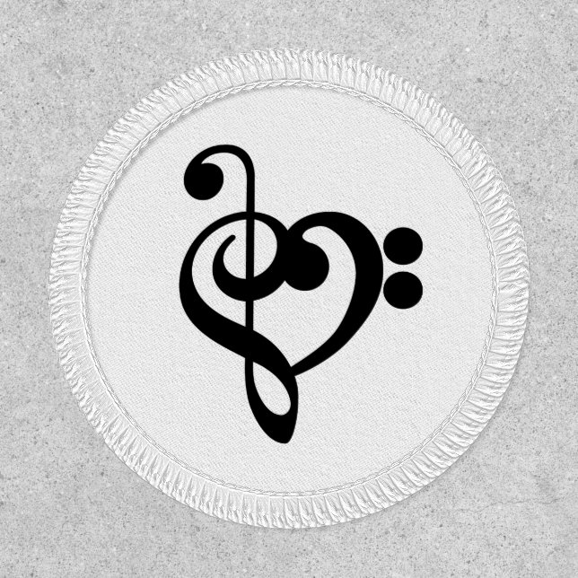 Musician Music Heart - Treble Bass Clef Patch (Front)