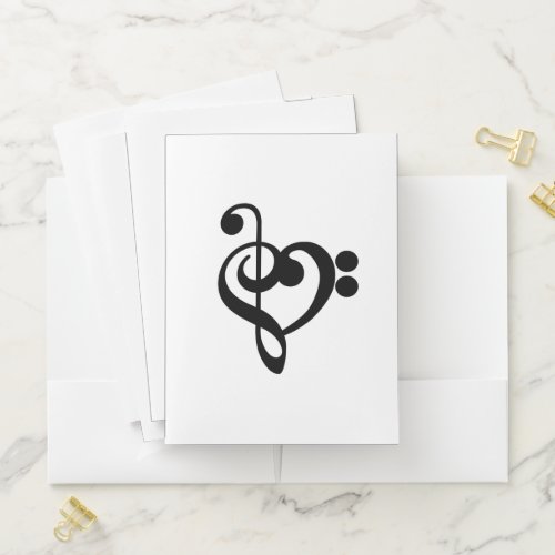 Musician Music Heart _ Treble Bass Clef Pocket Folder