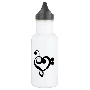 Musician Music Heart - Treble Bass Clef Stainless Steel Water Bottle