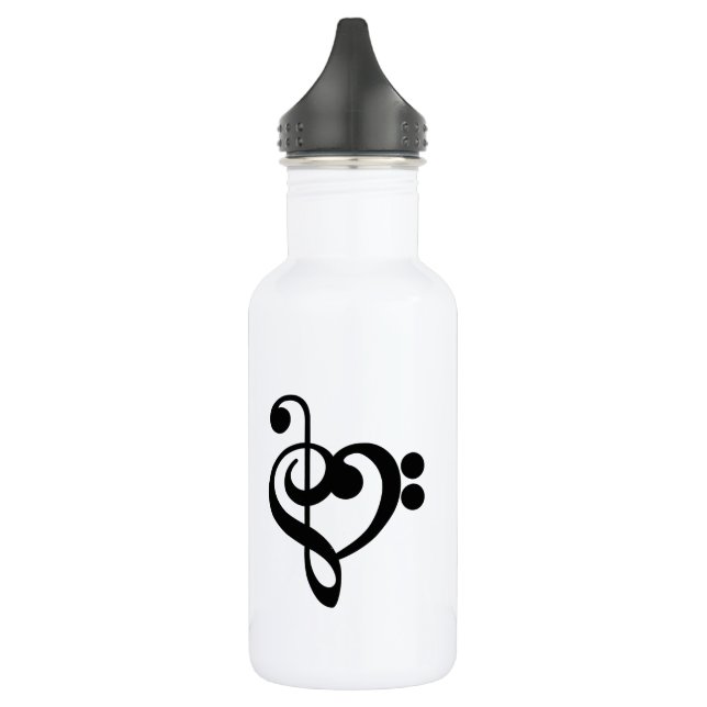 Musician Music Heart - Treble Bass Clef Stainless Steel Water Bottle (Left)