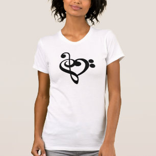 Musician Music Heart - Treble Bass Clef T-Shirt