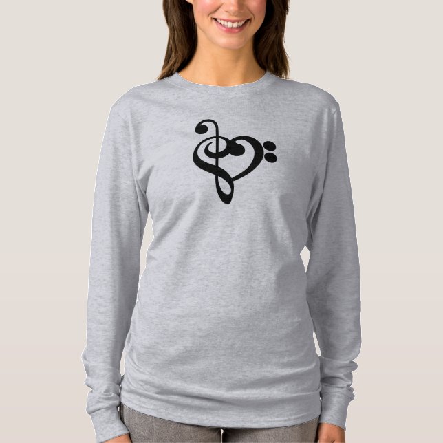 Musician Music Heart - Treble Bass Clef T-Shirt (Front)