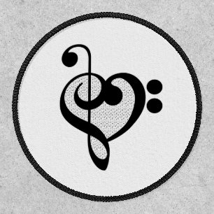 Musician Music Note Pattern Heart Patch