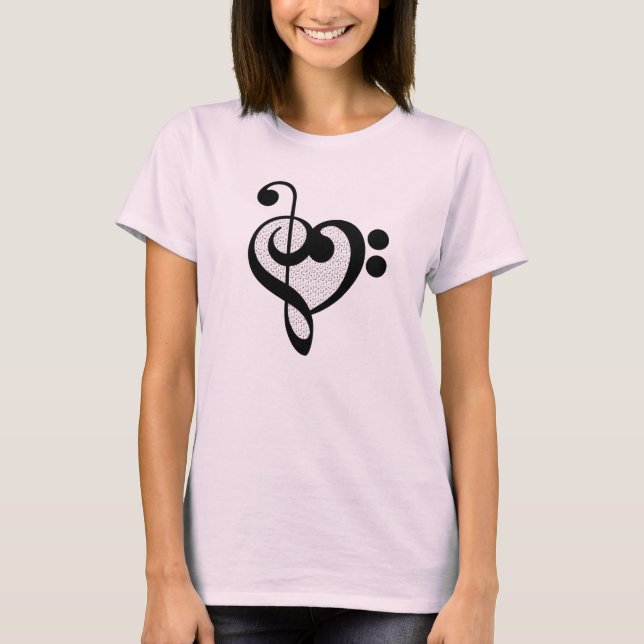 Musician Music Note Pattern Heart T-Shirt (Front)
