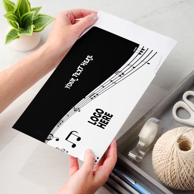 Musician music staff and logo black and white envelope mailers (Desk)