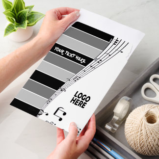 Musician music staff and logo black grey stripes envelope mailers