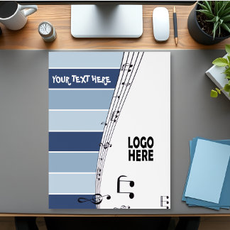 Musician music staff and logo blue stripes envelope mailers