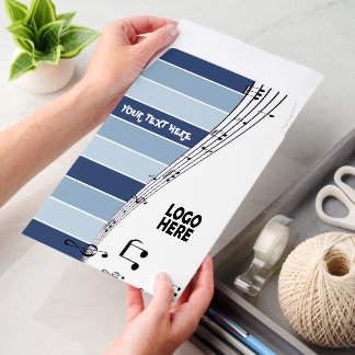 Musician music staff and logo blue stripes envelope mailers