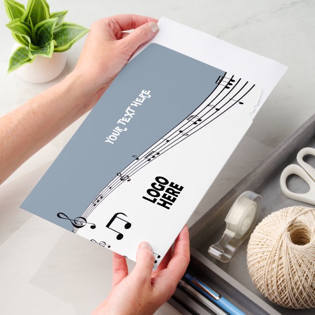 Musician music staff and logo dusty blue envelope mailers (Desk)