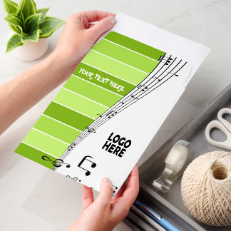 Musician music staff and logo green stripes envelope mailers