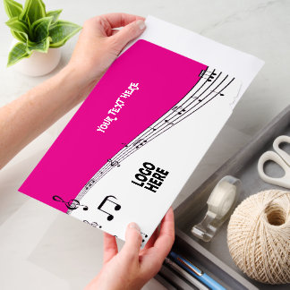 Musician music staff and logo hot pink and white envelope mailers