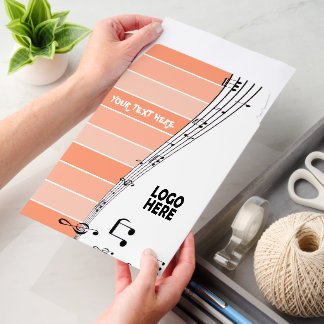 Musician music staff and logo peach stripes envelope mailers