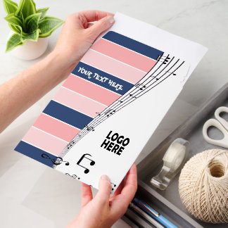 Musician music staff and logo pink blue stripes envelope mailers